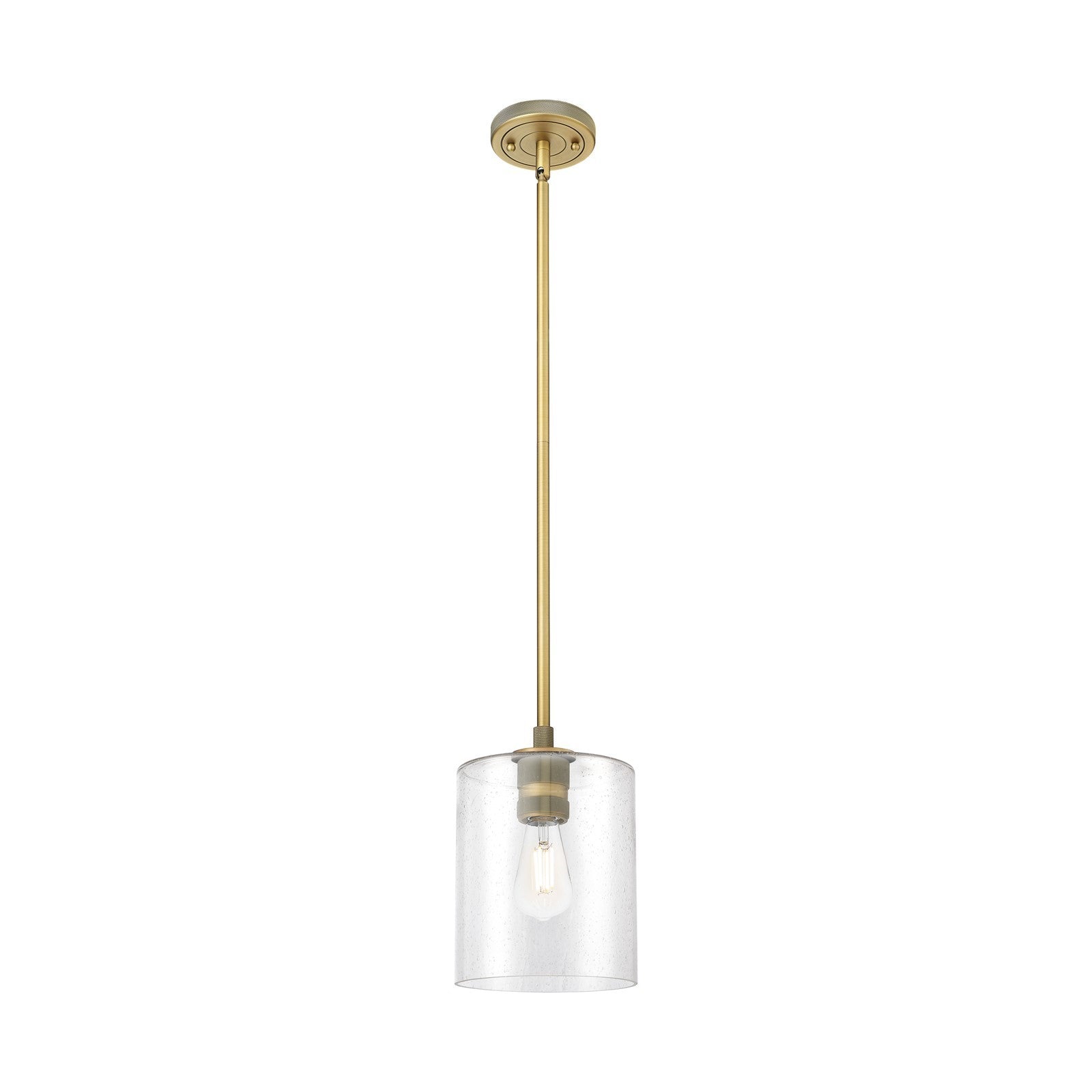 Innovations Paladin 7in 1-Light Pendant | Industrial Brushed Brass and Seedy Glass | Kitchen Island & Dining Room | Model 434-1S-BB-G4424-7