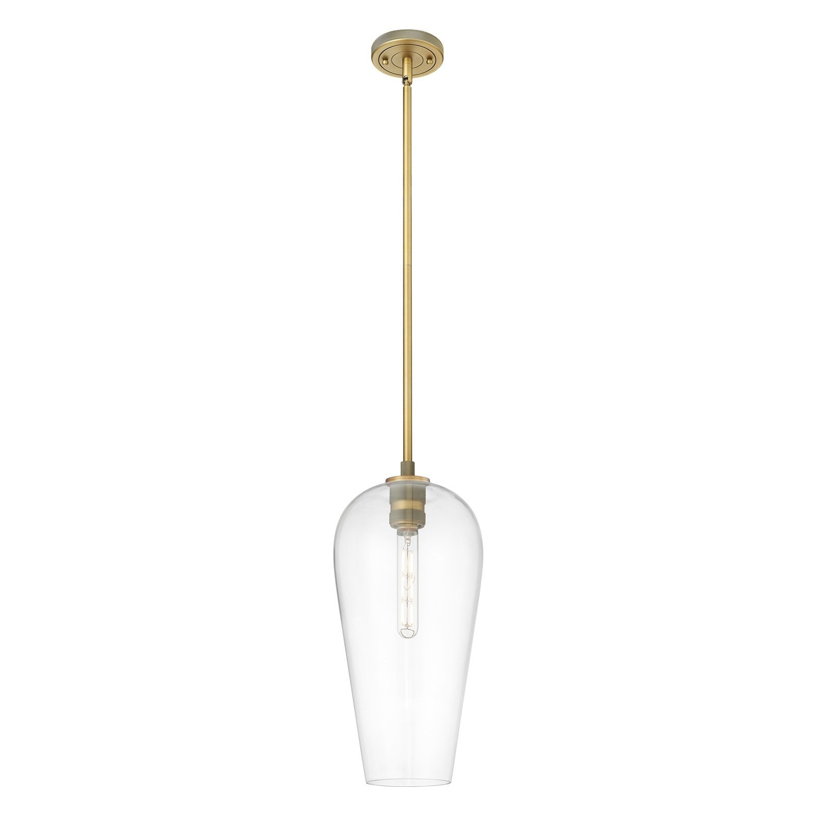 Innovations Chelsea 8in 1-Light Pendant | Industrial Brushed Brass and Clear Glass | Kitchen Island & Dining Room | Model 434-1S-BB-G456-8CL