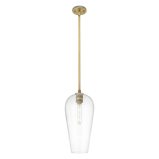 Innovations Chelsea 8in 1-Light Pendant | Industrial Brushed Brass and Clear Glass | Kitchen Island & Dining Room | Model 434-1S-BB-G456-8CL