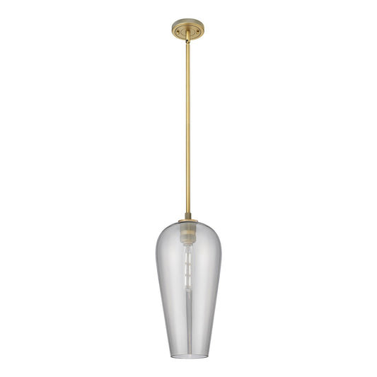 Innovations Chelsea 8in 1-Light Pendant | Industrial Brushed Brass and Light Smoke Glass | Kitchen Island & Dining Room | Model 434-1S-BB-G456-8SM