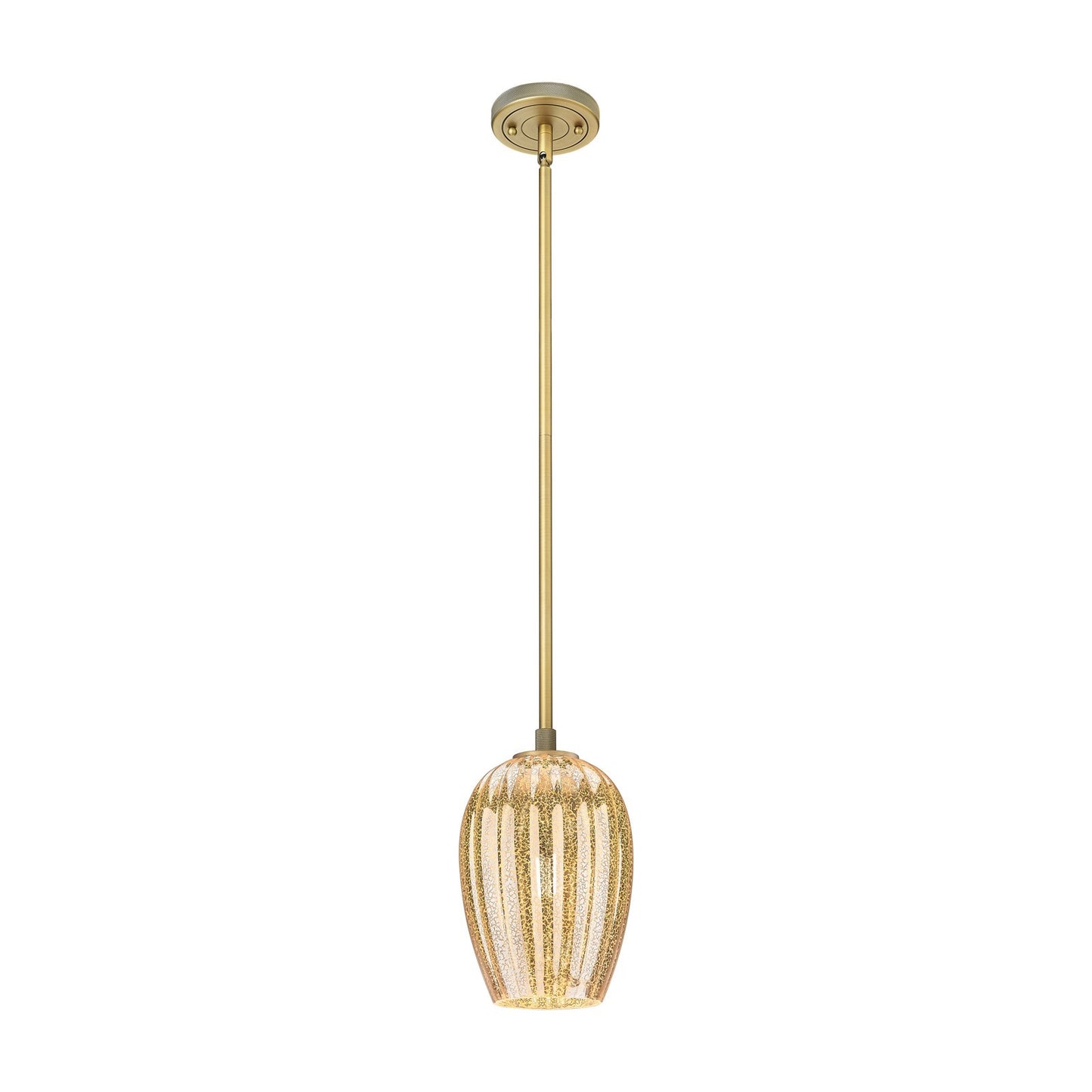 Innovations Preston Flute 6in 1-Light Pendant | Industrial Brushed Brass and Mercury Glass | Kitchen Island & Dining Room | Model 434-1S-BB-G457-6ME