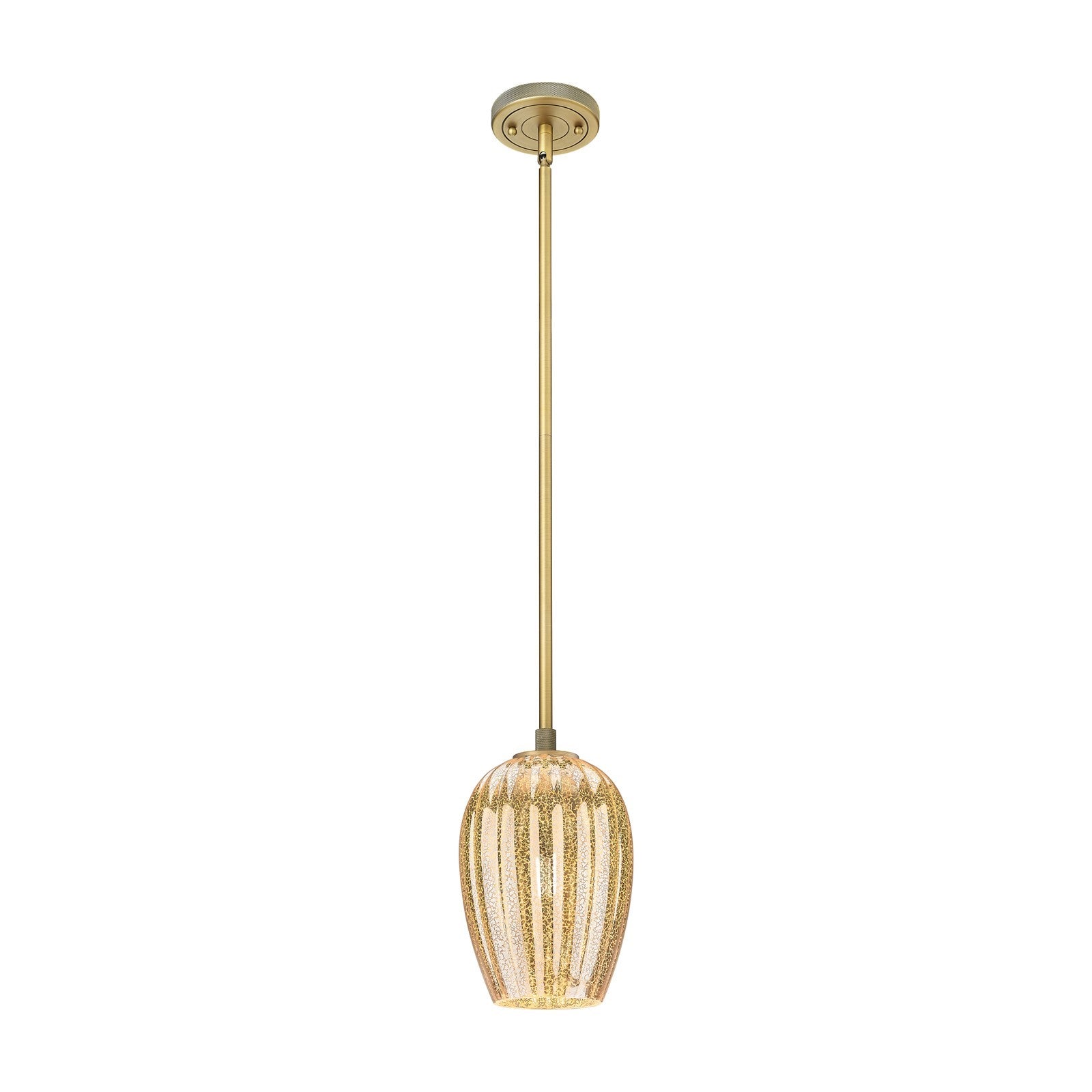 Innovations Preston Flute 6in 1-Light Pendant | Industrial Brushed Brass and Mercury Glass | Kitchen Island & Dining Room | Model 434-1S-BB-G457-6ME