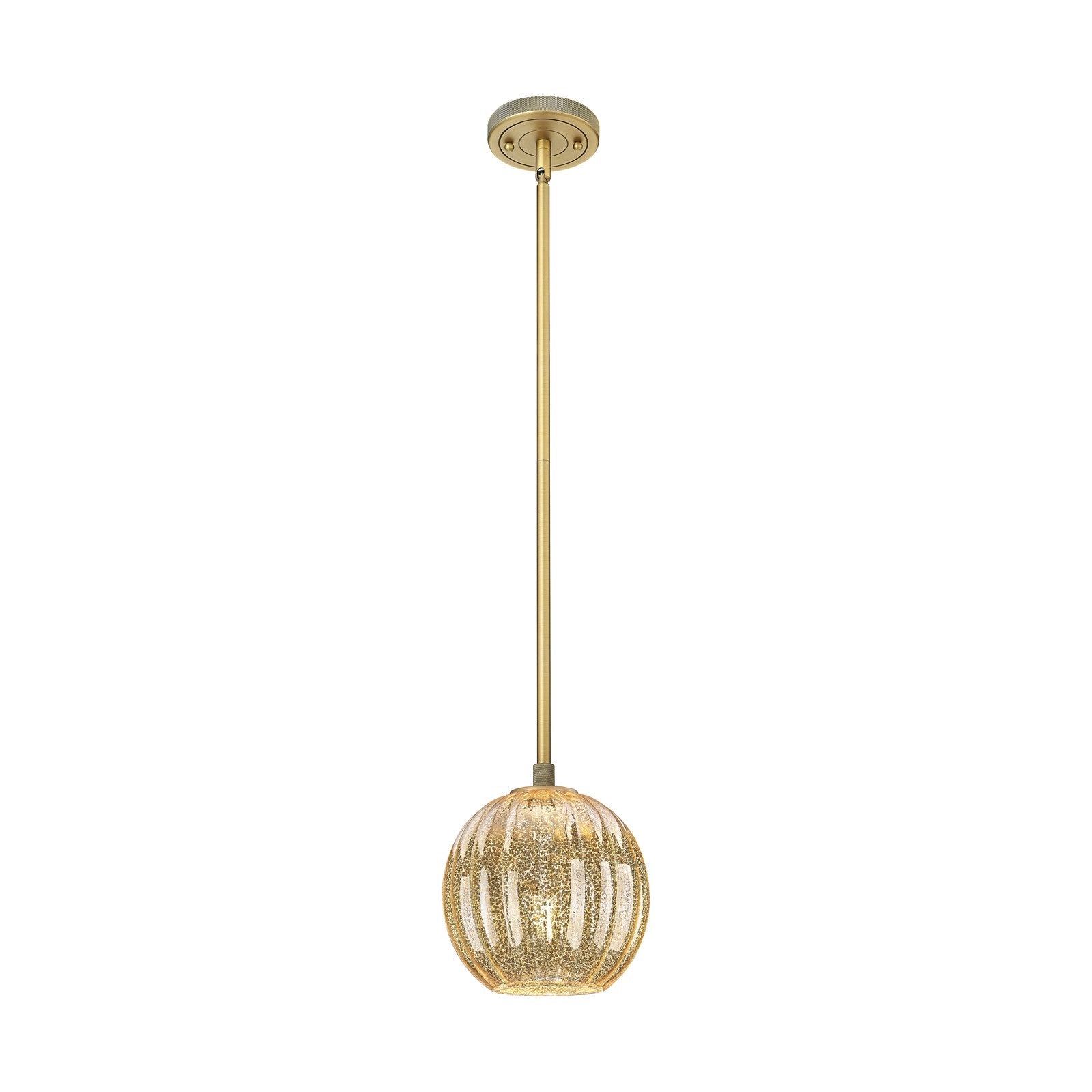 Innovations Preston Globe 7in 1-Light Pendant | Industrial Brushed Brass and Mercury Glass | Kitchen Island & Dining Room | Model 434-1S-BB-G458-7ME