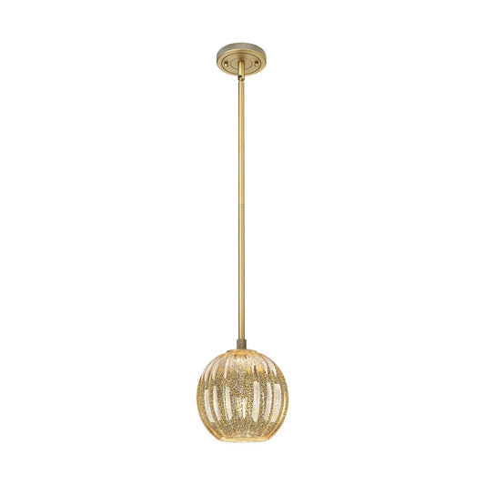 Innovations Preston Globe 7in 1-Light Pendant | Industrial Brushed Brass and Mercury Glass | Kitchen Island & Dining Room | Model 434-1S-BB-G458-7ME