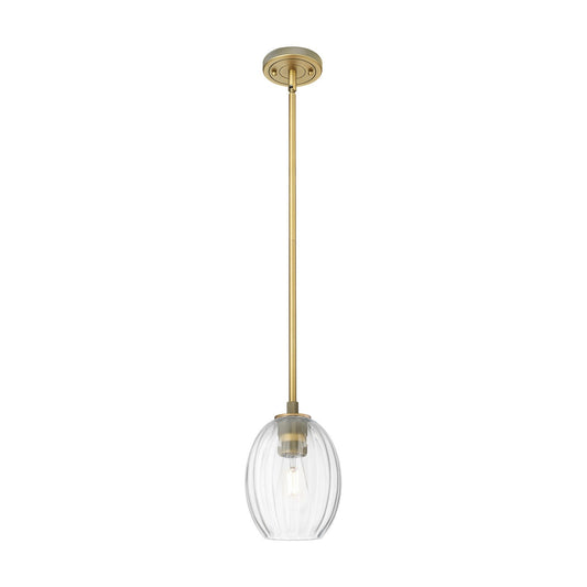 Innovations Preston Bulb 6in 1-Light Pendant | Industrial Brushed Brass and Clear Glass | Kitchen Island & Dining Room | Model 434-1S-BB-G459-6CL