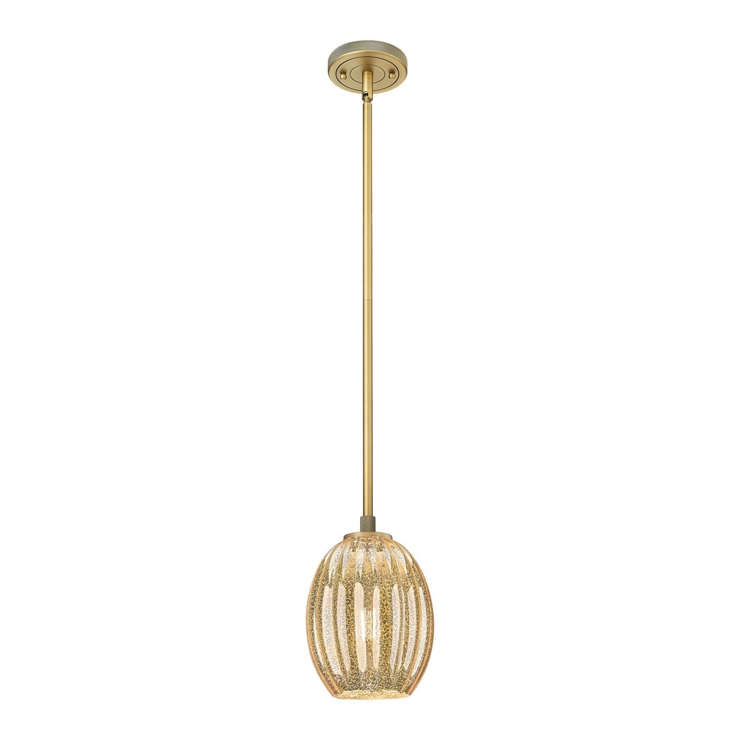 Innovations Preston Bulb 6in 1-Light Pendant | Industrial Brushed Brass and Mercury Glass | Kitchen Island & Dining Room | Model 434-1S-BB-G459-6ME