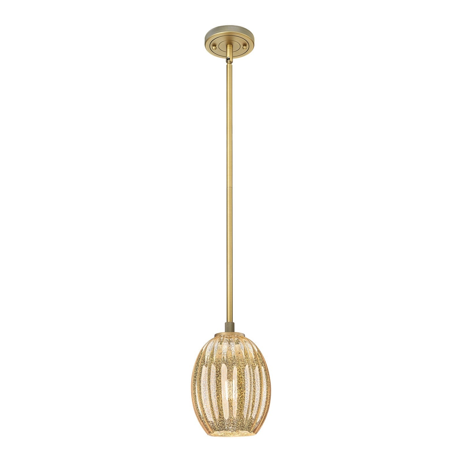 Innovations Preston Bulb 6in 1-Light Pendant | Industrial Brushed Brass and Mercury Glass | Kitchen Island & Dining Room | Model 434-1S-BB-G459-6ME