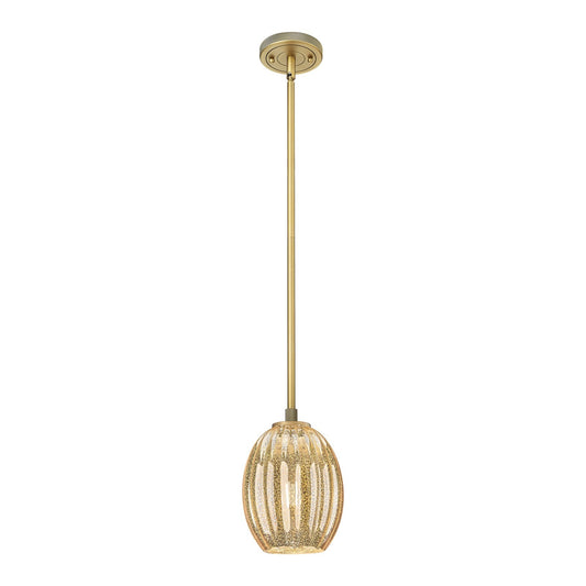 Innovations Preston Bulb 6in 1-Light Pendant | Industrial Brushed Brass and Mercury Glass | Kitchen Island & Dining Room | Model 434-1S-BB-G459-6ME