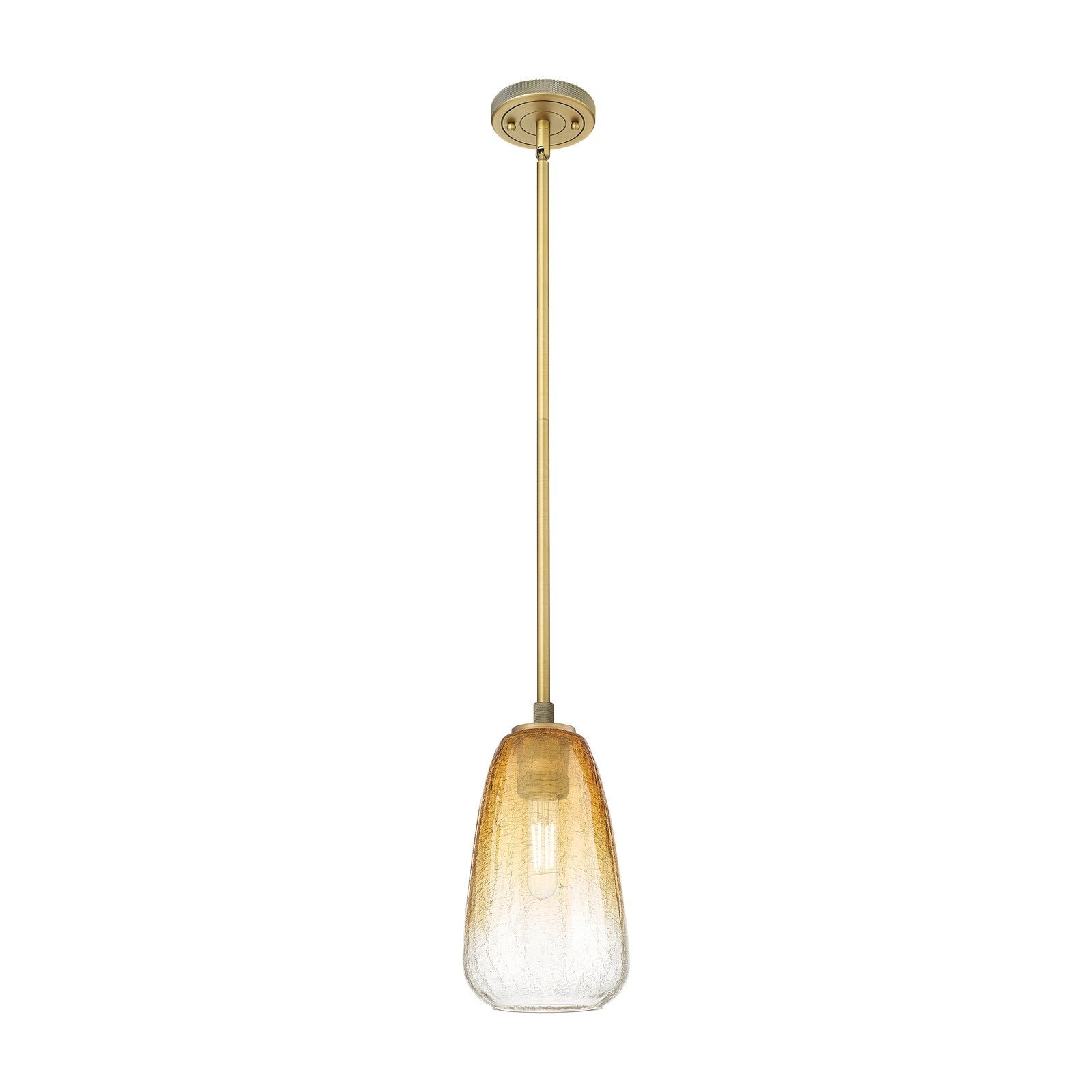 Innovations Lighting Brookhaven Almond 6in 1-Light Pendant | Industrial Brushed Brass and Amber Glass | Kitchen Island | Model 434-1S-BB-G480-6AM