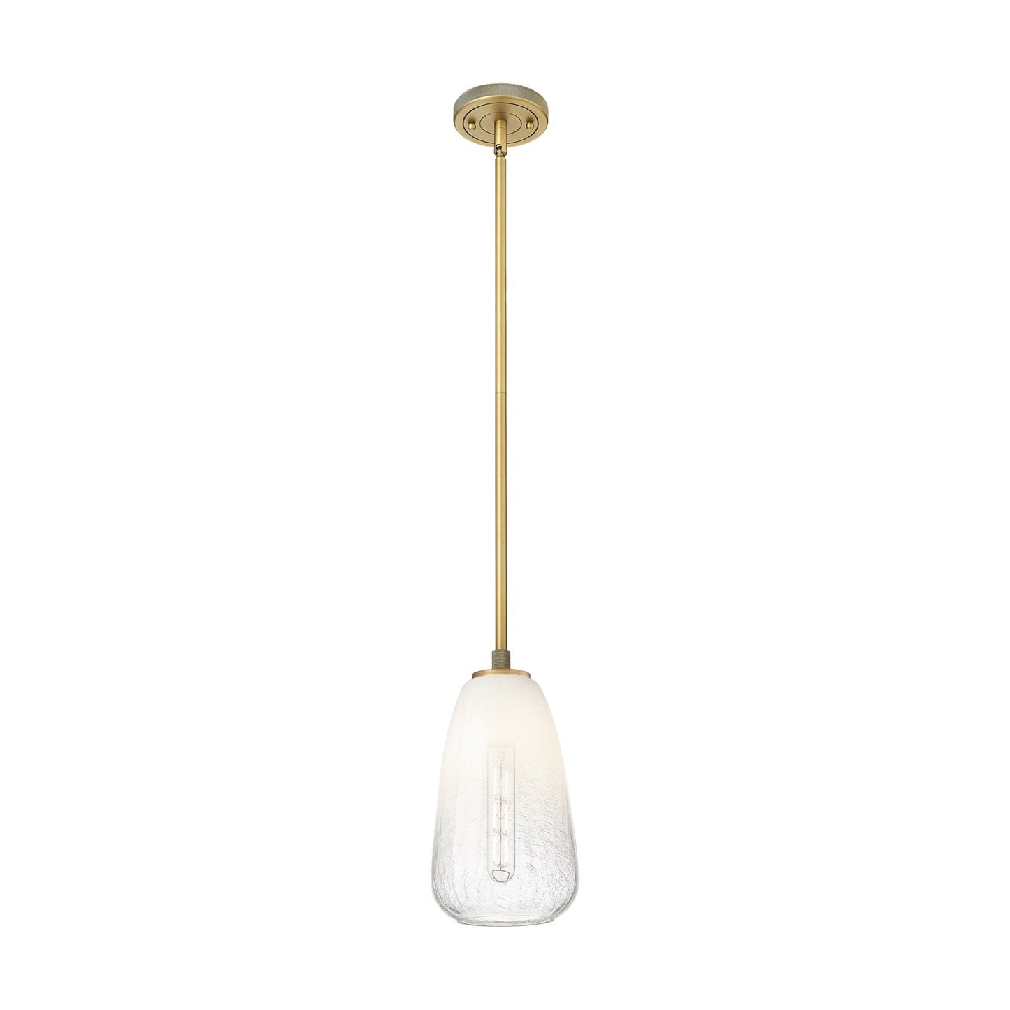 Innovations Brookhaven Almond 6in 1-Light Pendant | Industrial Brushed Brass and Opal Glass | Kitchen Island & Dining Room | Model 434-1S-BB-G480-6OP
