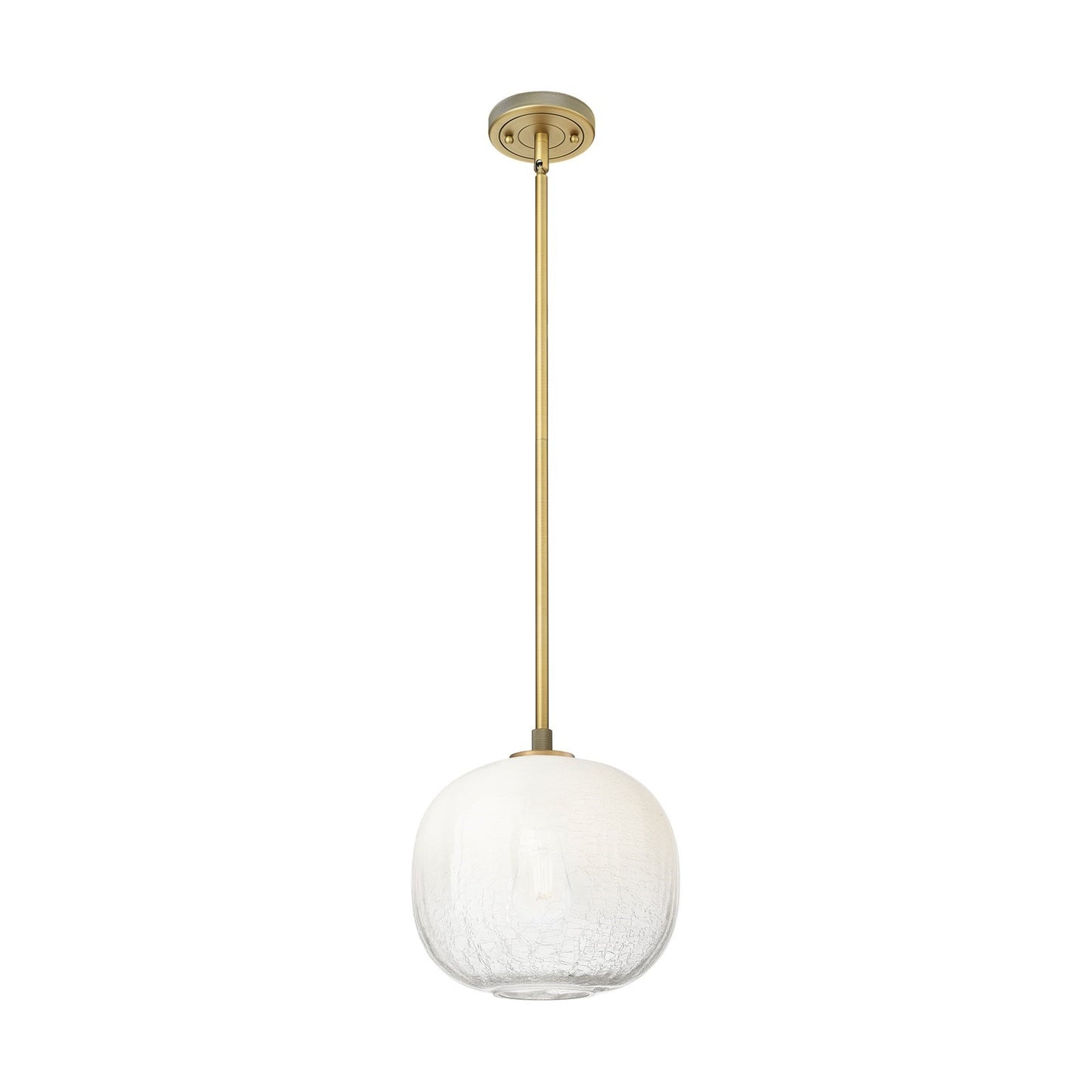 Innovations Brookhaven Sphere 10in 1-Light Pendant | Industrial Brushed Brass and Opal Glass | Kitchen Island & Dining | Model 434-1S-BB-G481-10OP