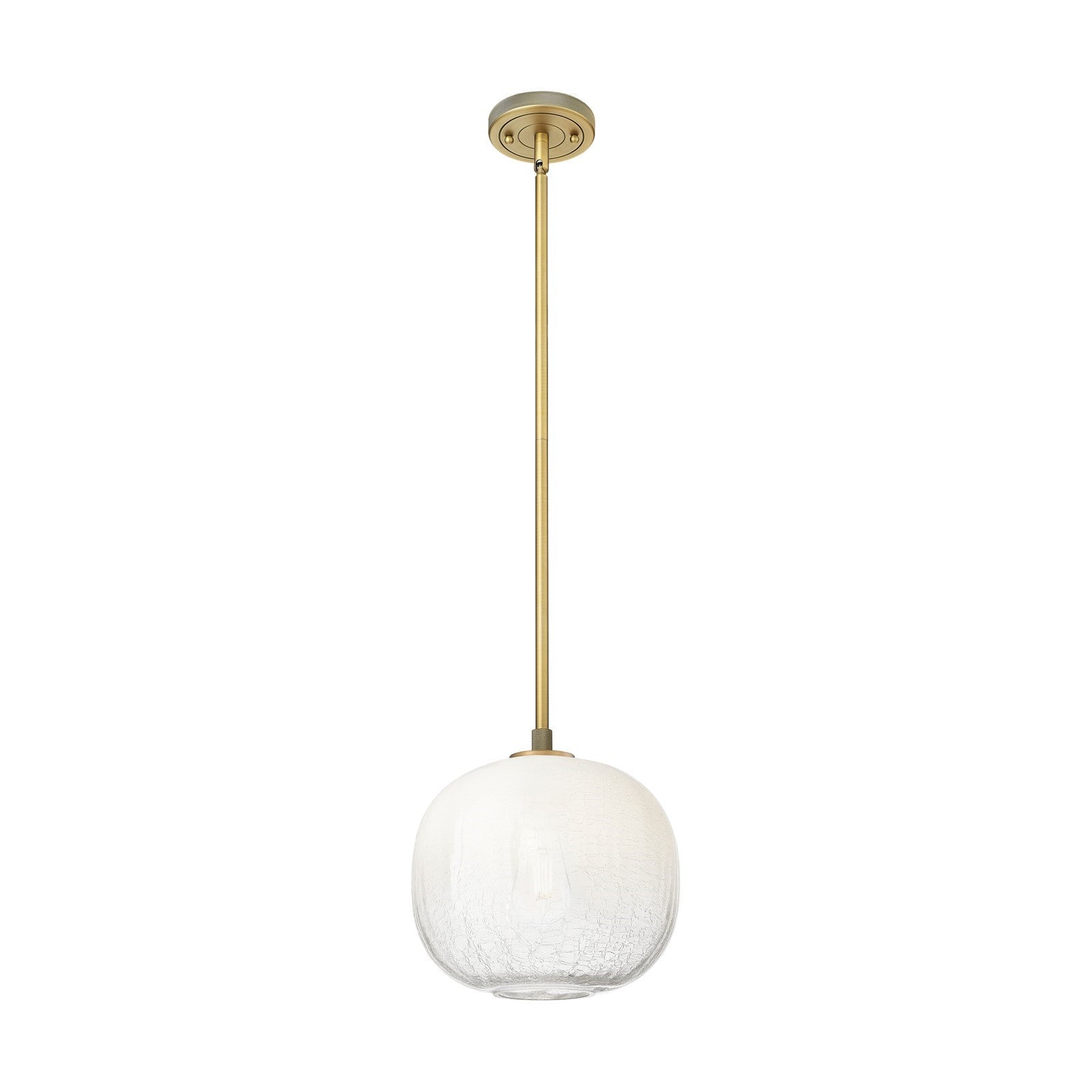 Innovations Brookhaven Sphere 10in 1-Light Pendant | Industrial Brushed Brass and Opal Glass | Kitchen Island & Dining | Model 434-1S-BB-G481-10OP