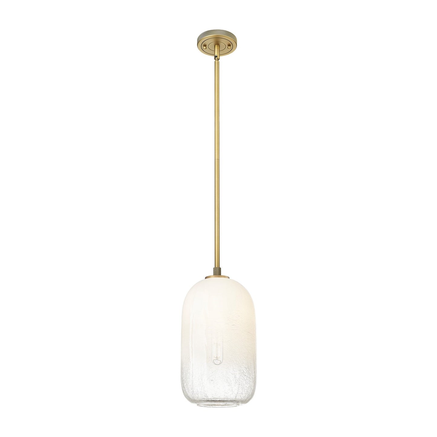 Innovations Brookhaven Cloche 7in 1-Light Pendant | Industrial Brushed Brass and Opal Glass | Kitchen Island & Dining Room | Model 434-1S-BB-G482-7OP