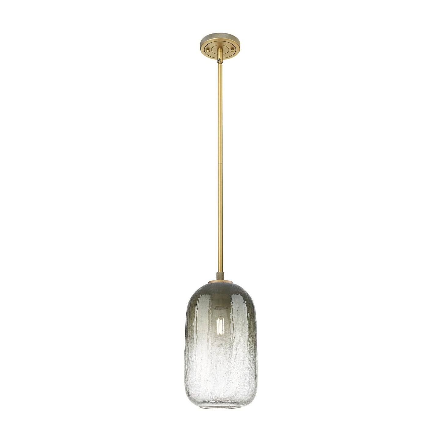 Innovations Brookhaven Cloche 7in 1-Light Pendant | Industrial Brushed Brass and Slate Glass | Kitchen Island & Dining | Model 434-1S-BB-G482-7SL