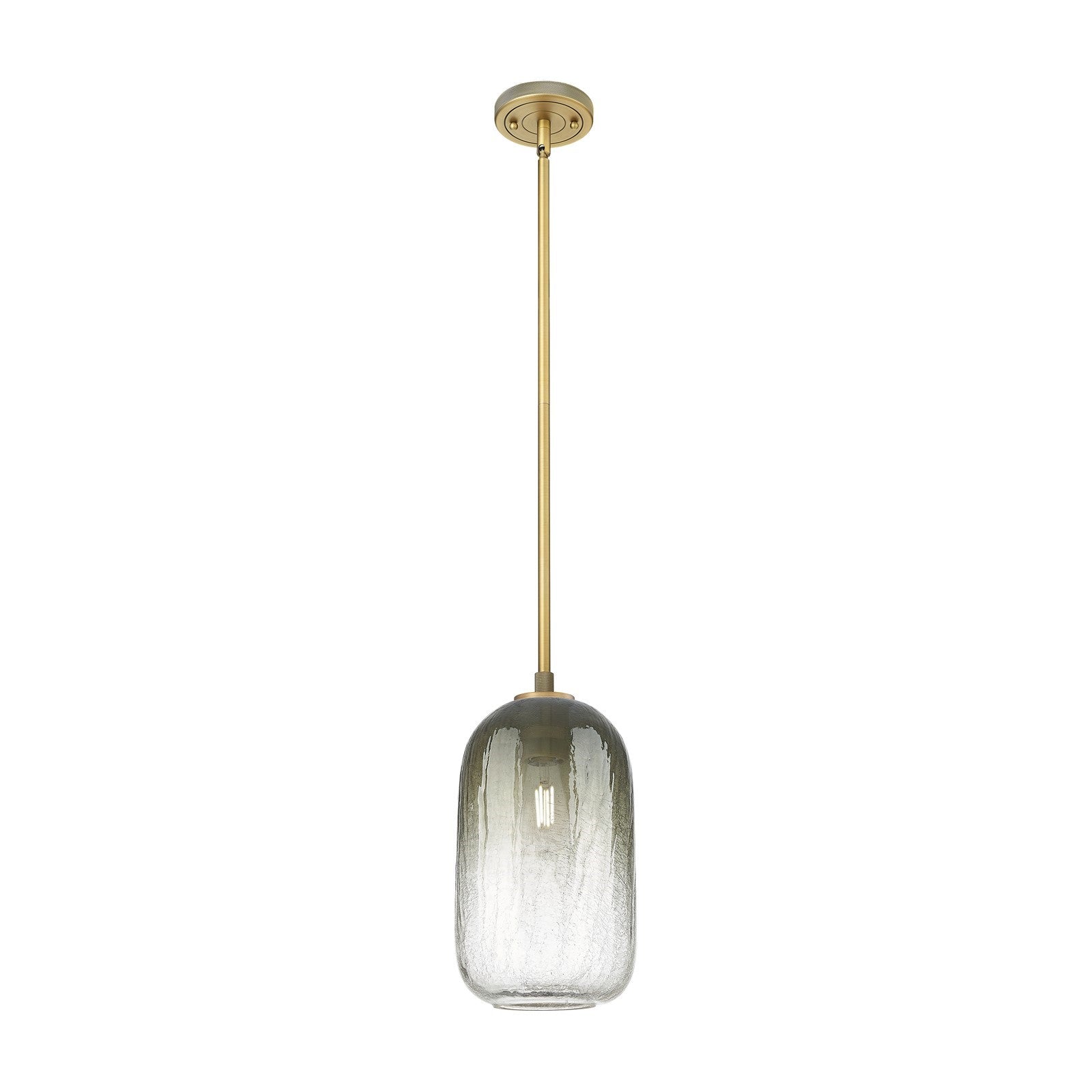 Innovations Brookhaven Cloche 7in 1-Light Pendant | Industrial Brushed Brass and Slate Glass | Kitchen Island & Dining | Model 434-1S-BB-G482-7SL