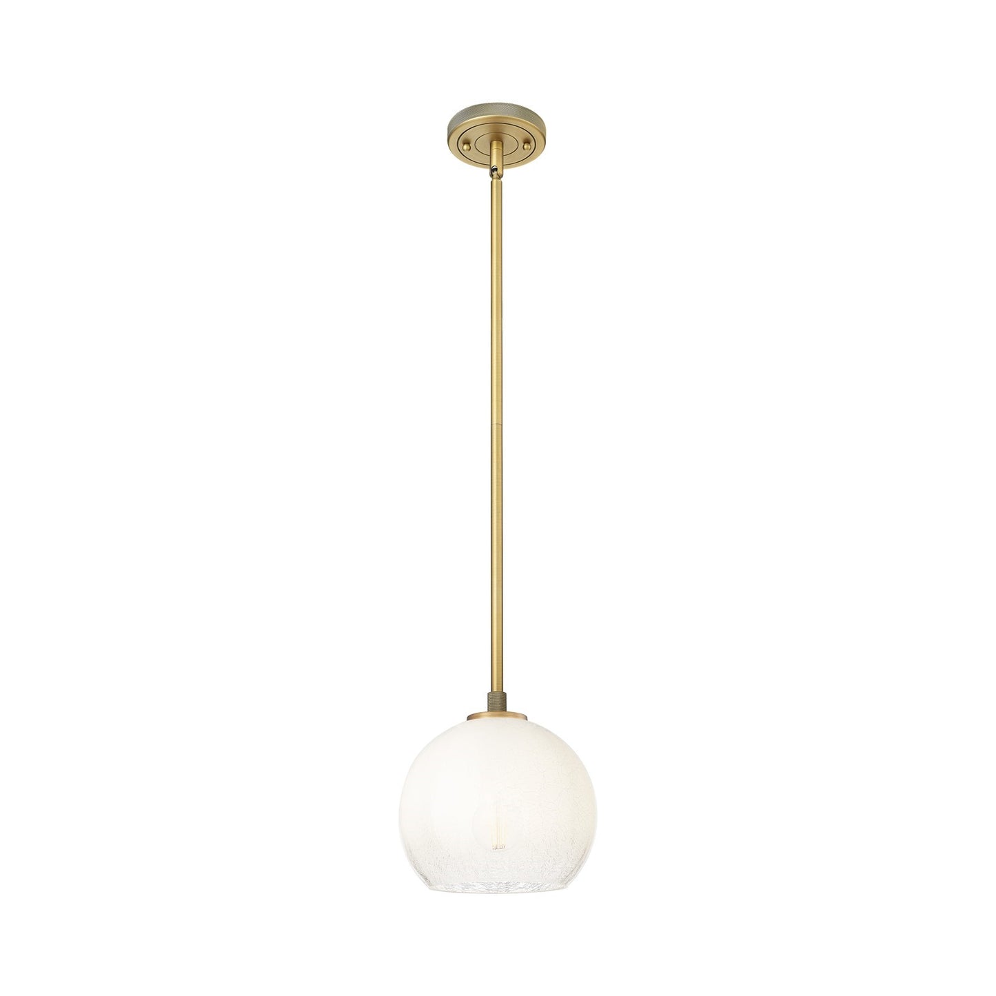Innovations Brookhaven Globe 8in 1-Light Pendant | Industrial Brushed Brass and Opal Glass | Kitchen Island & Dining Room | Model 434-1S-BB-G483-8OP