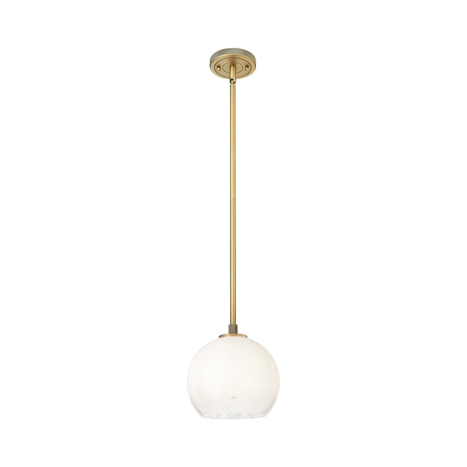 Innovations Brookhaven Globe 8in 1-Light Pendant | Industrial Brushed Brass and Opal Glass | Kitchen Island & Dining Room | Model 434-1S-BB-G483-8OP