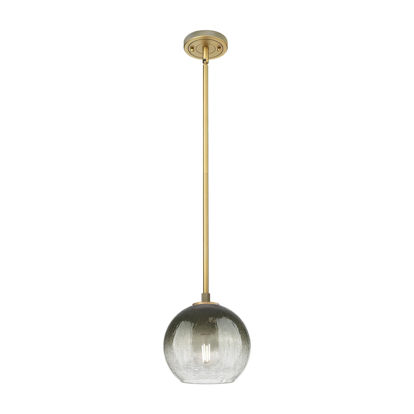 Innovations Brookhaven Globe 8in 1-Light Pendant | Industrial Brushed Brass and Slate Glass | Kitchen Island & Dining Room | Model 434-1S-BB-G483-8SL
