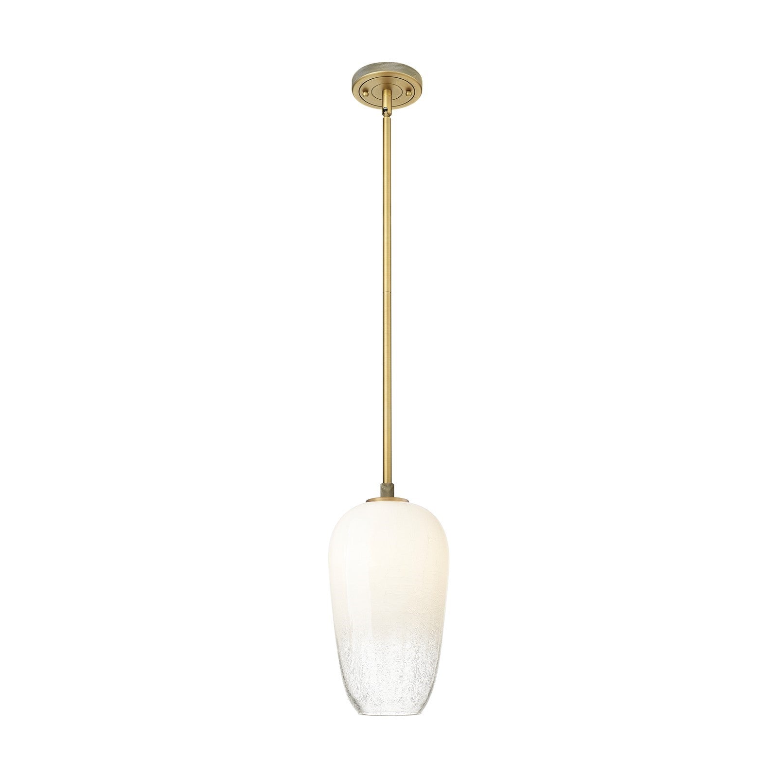 Innovations Brookhaven Flute 7in 1-Light Pendant | Industrial Brushed Brass and Opal Glass | Kitchen Island & Dining Room | Model 434-1S-BB-G484-7OP
