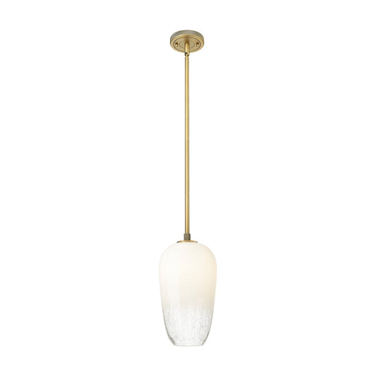 Innovations Brookhaven Flute 7in 1-Light Pendant | Industrial Brushed Brass and Opal Glass | Kitchen Island & Dining Room | Model 434-1S-BB-G484-7OP
