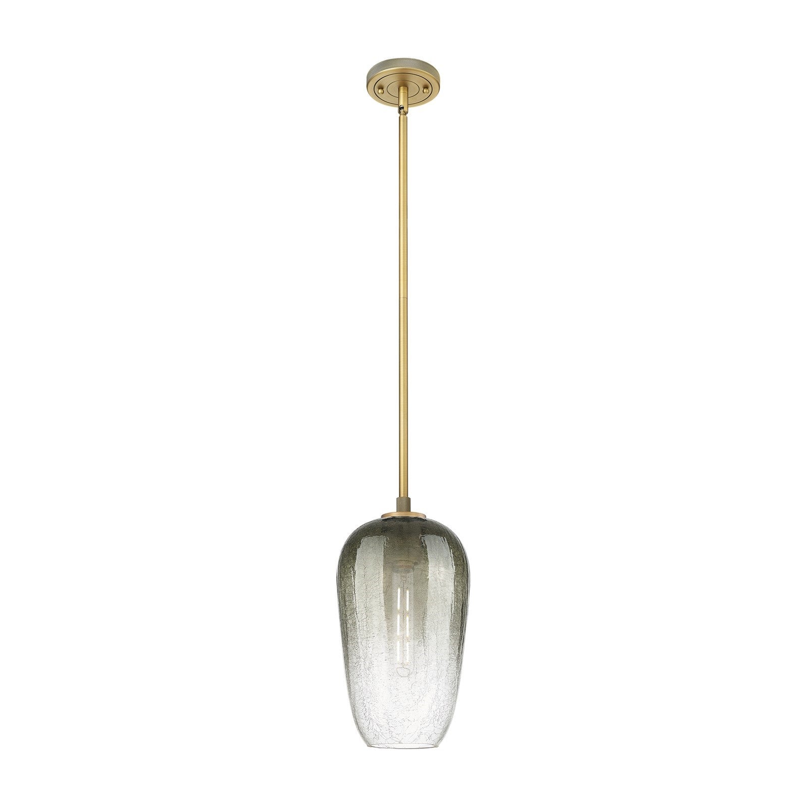 Innovations Brookhaven Flute 7in 1-Light Pendant | Industrial Brushed Brass and Slate Glass | Kitchen Island & Dining Room | Model 434-1S-BB-G484-7SL