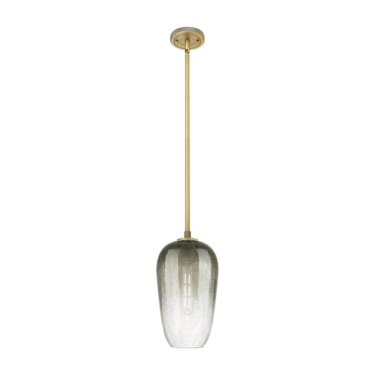 Innovations Brookhaven Flute 7in 1-Light Pendant | Industrial Brushed Brass and Slate Glass | Kitchen Island & Dining Room | Model 434-1S-BB-G484-7SL
