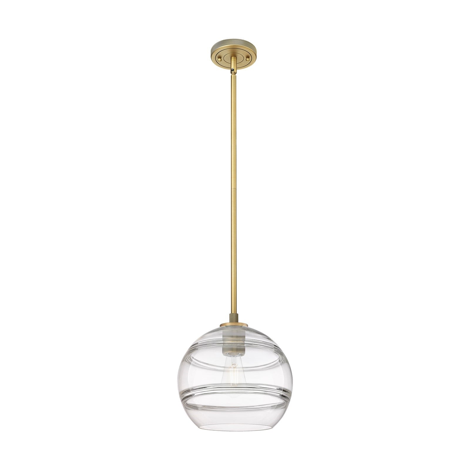 Innovations Rochester 10in 1-Light Pendant | Industrial Brushed Brass and Clear Glass | Kitchen Island & Dining Room | Model 434-1S-BB-G556-10CL