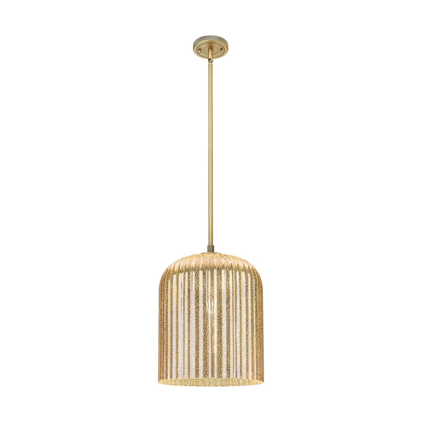 Innovations Crown Point 12in 1-Light Pendant | Industrial Brushed Brass and Mercury Glass | Kitchen Island & Dining Room | Model 434-1S-BB-G559-12ME