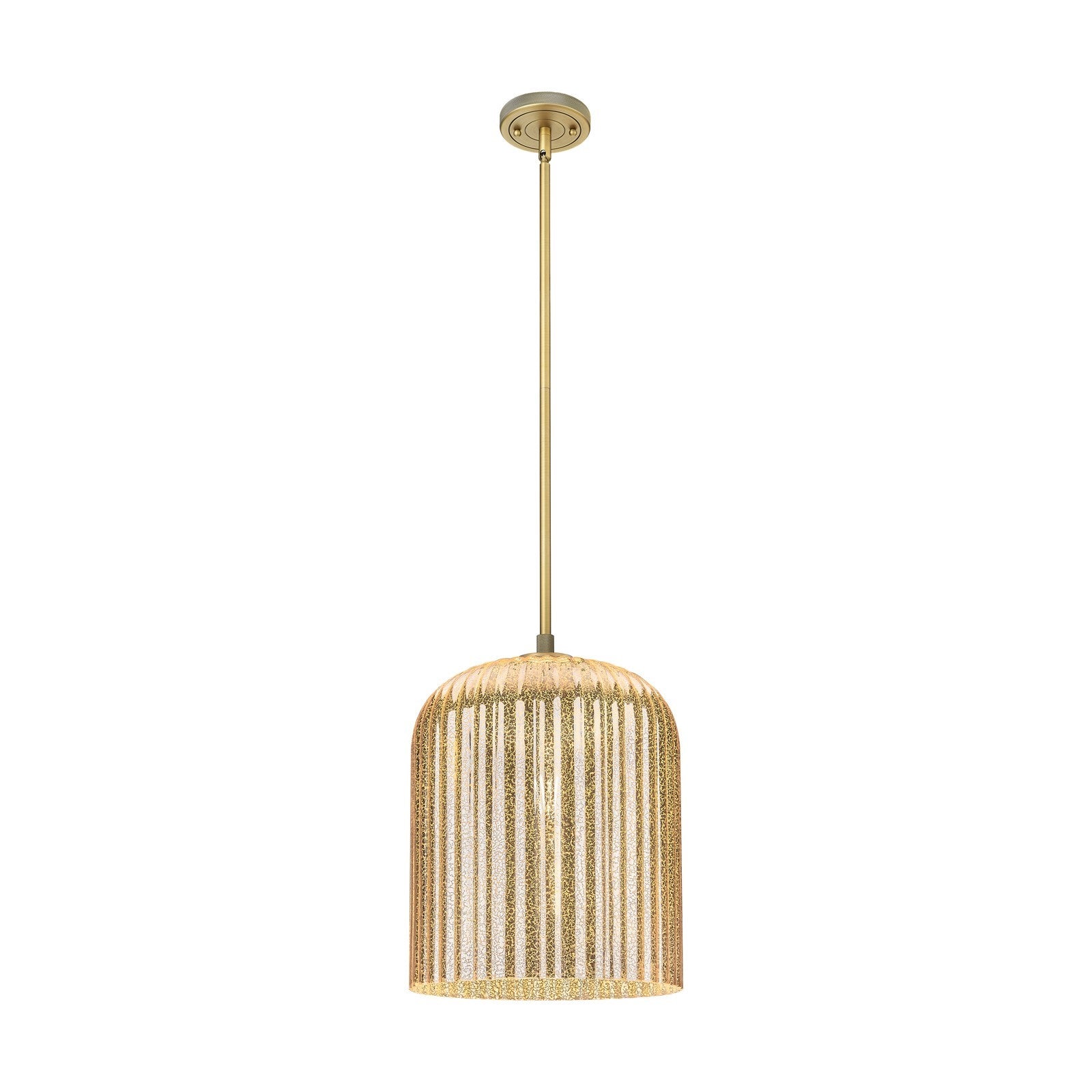 Innovations Crown Point 12in 1-Light Pendant | Industrial Brushed Brass and Mercury Glass | Kitchen Island & Dining Room | Model 434-1S-BB-G559-12ME