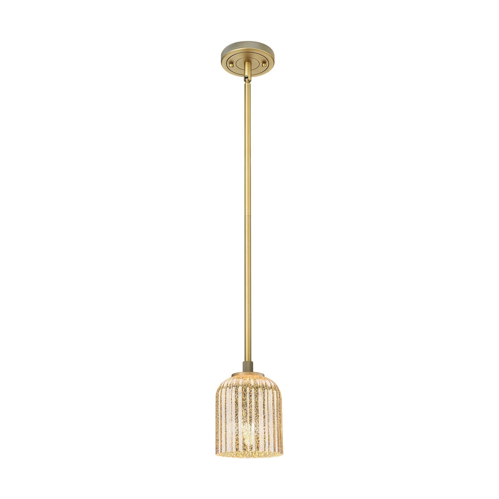 Innovations Crown Point 5in 1-Light Pendant | Industrial Brushed Brass and Mercury Glass | Kitchen Island & Dining Room | Model 434-1S-BB-G559-5ME