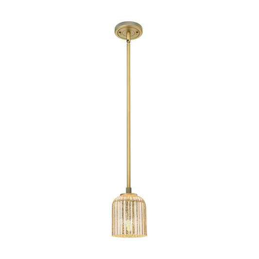 Innovations Crown Point 5in 1-Light Pendant | Industrial Brushed Brass and Mercury Glass | Kitchen Island & Dining Room | Model 434-1S-BB-G559-5ME