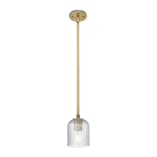 Innovations Crown Point 5in 1-Light Pendant | Industrial Brushed Brass and Seedy Glass | Kitchen Island & Dining Room | Model 434-1S-BB-G559-5SDY