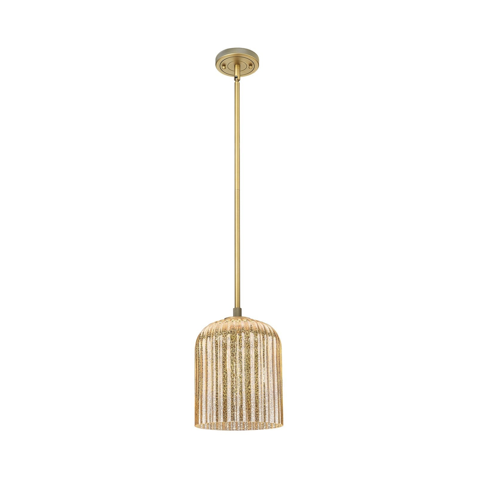 Innovations Crown Point 8in 1-Light Pendant | Industrial Brushed Brass and Mercury Glass | Kitchen Island & Dining Room | Model 434-1S-BB-G559-8ME