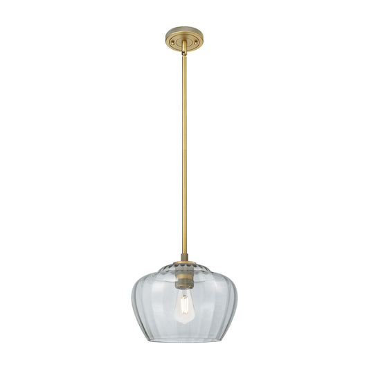 Innovations Fenton 11in 1-Light Pendant | Industrial Brushed Brass and Clear Glass | Kitchen Island & Dining Room | Model 434-1S-BB-G92-L