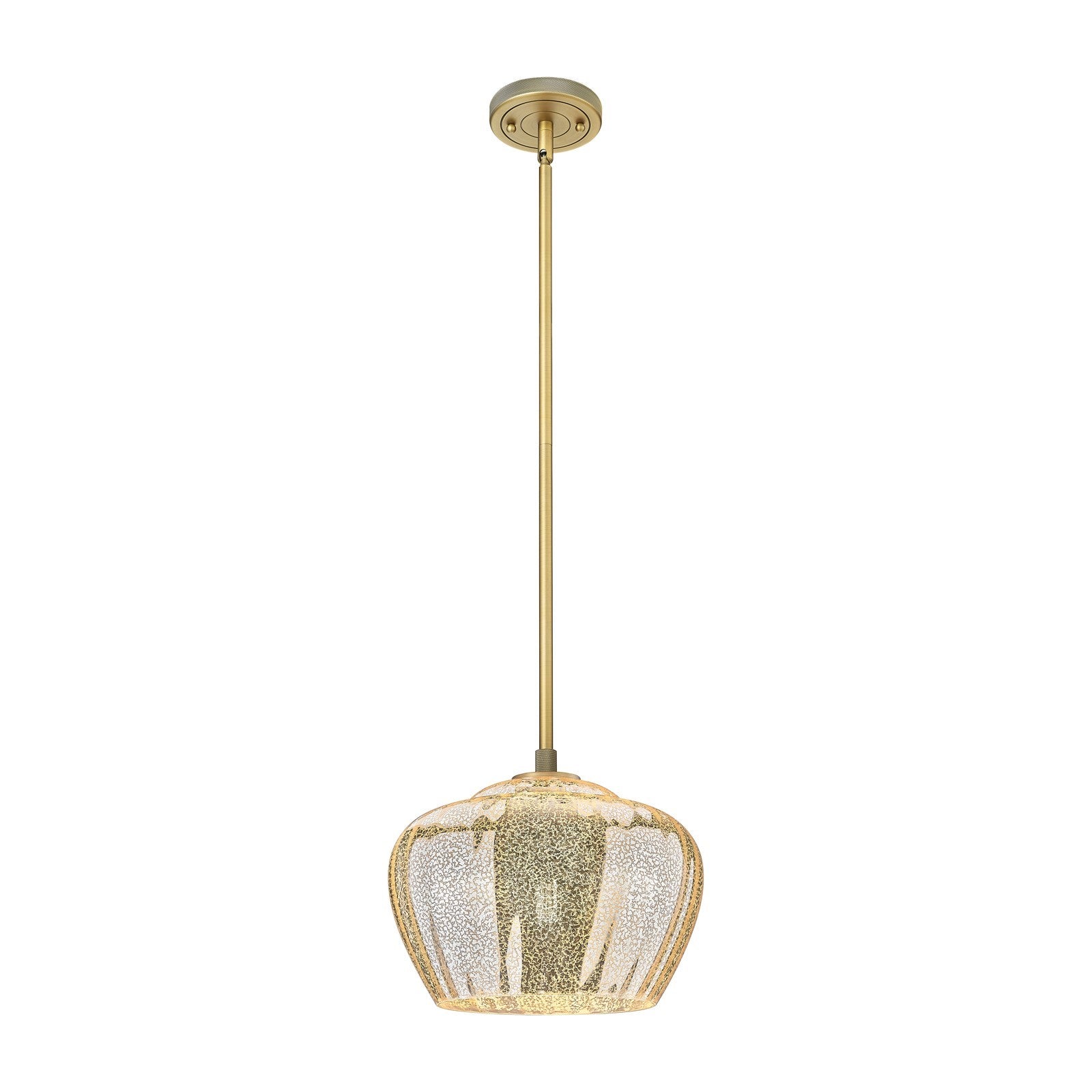 Innovations Fenton 11in 1-Light Pendant | Industrial Brushed Brass and Mercury Glass | Kitchen Island & Dining Room | Model 434-1S-BB-G96-L