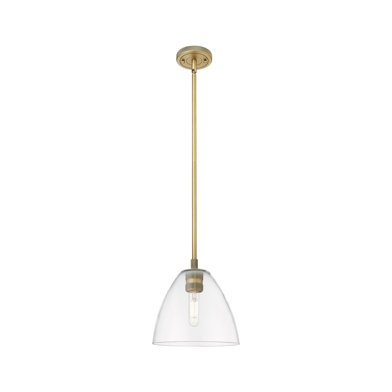 Innovations Bristol 7.5in 1-Light Pendant | Industrial Brushed Brass and Clear Glass | Kitchen Island & Dining Room | Model 434-1S-BB-GBD-752