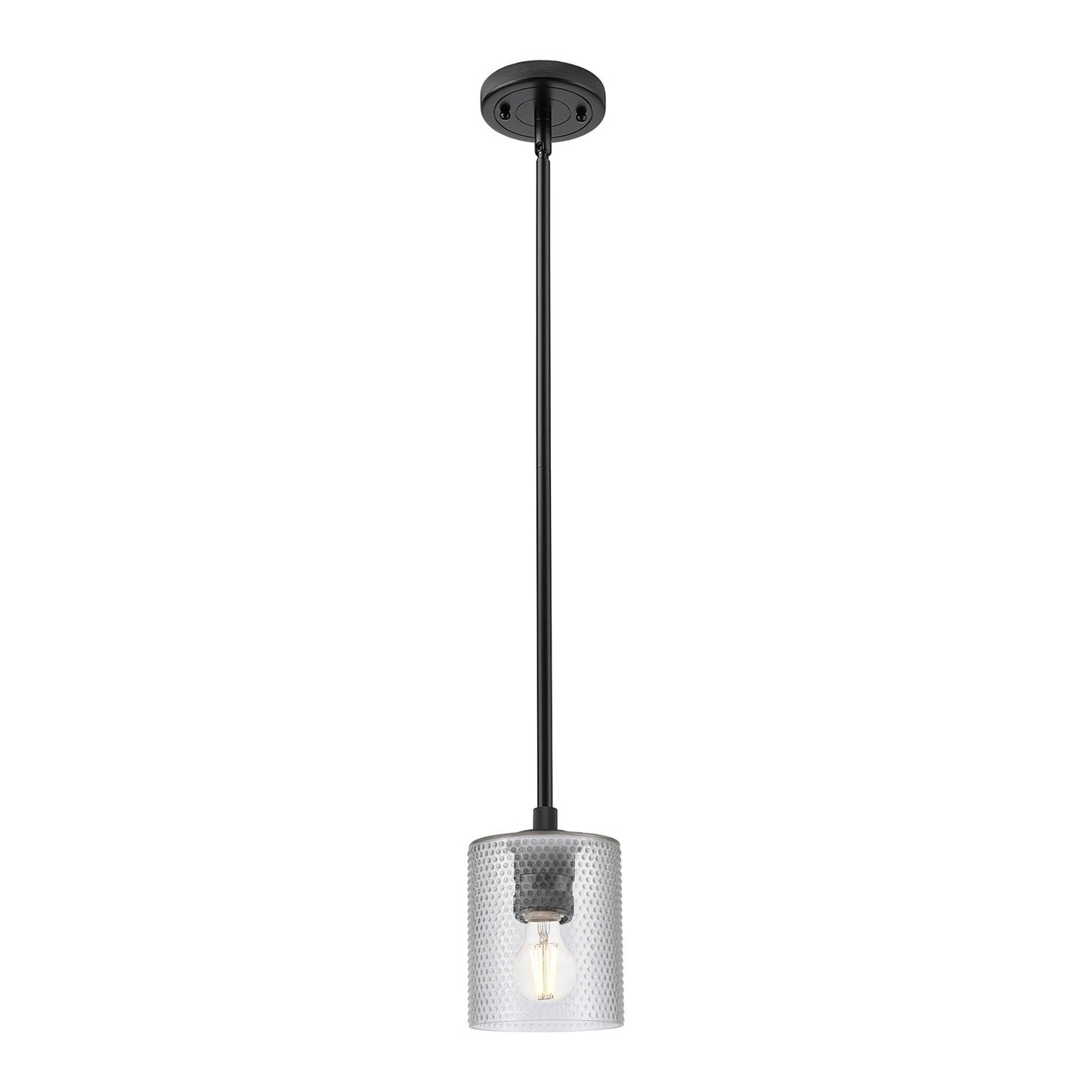 Innovations Cobbleskill 5in 1-Light Pendant | Industrial Matte Black and Clear Glass | Kitchen Island & Dining Room | Model 434-1S-BK-G112