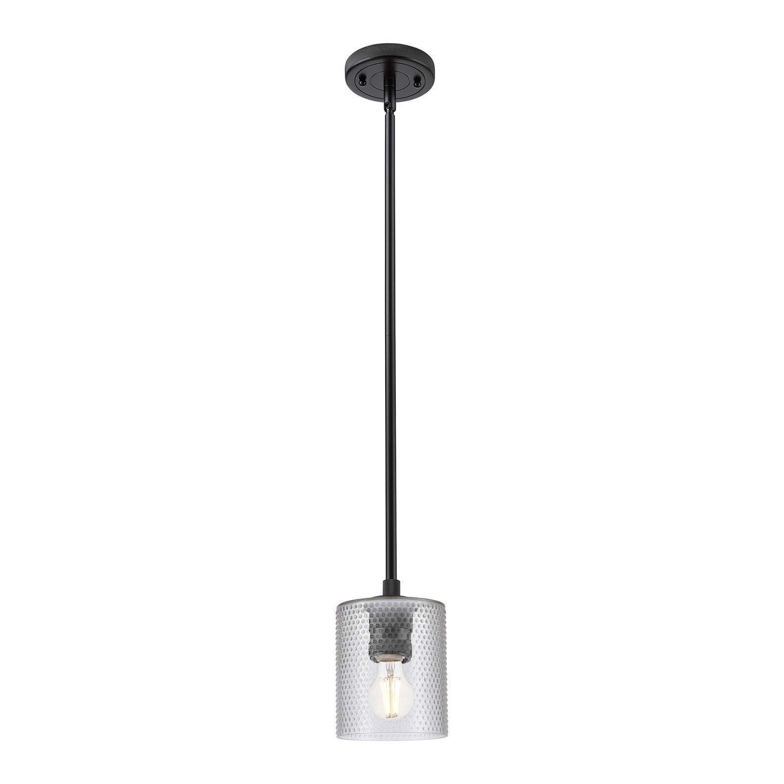 Innovations Cobbleskill 5in 1-Light Pendant | Industrial Matte Black and Clear Glass | Kitchen Island & Dining Room | Model 434-1S-BK-G112