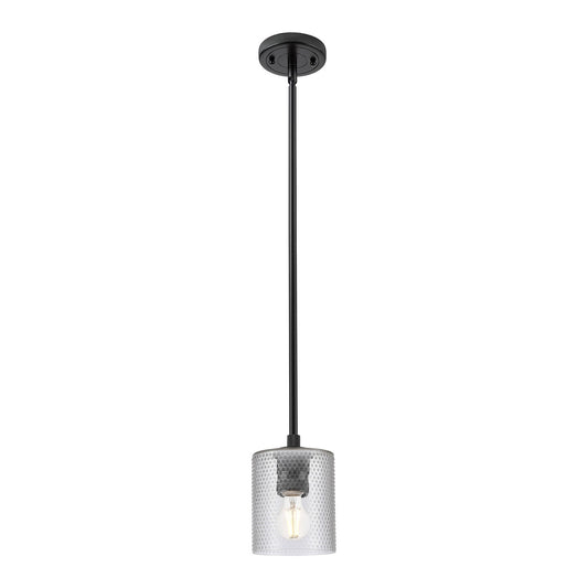 Innovations Cobbleskill 5in 1-Light Pendant | Industrial Matte Black and Clear Glass | Kitchen Island & Dining Room | Model 434-1S-BK-G112