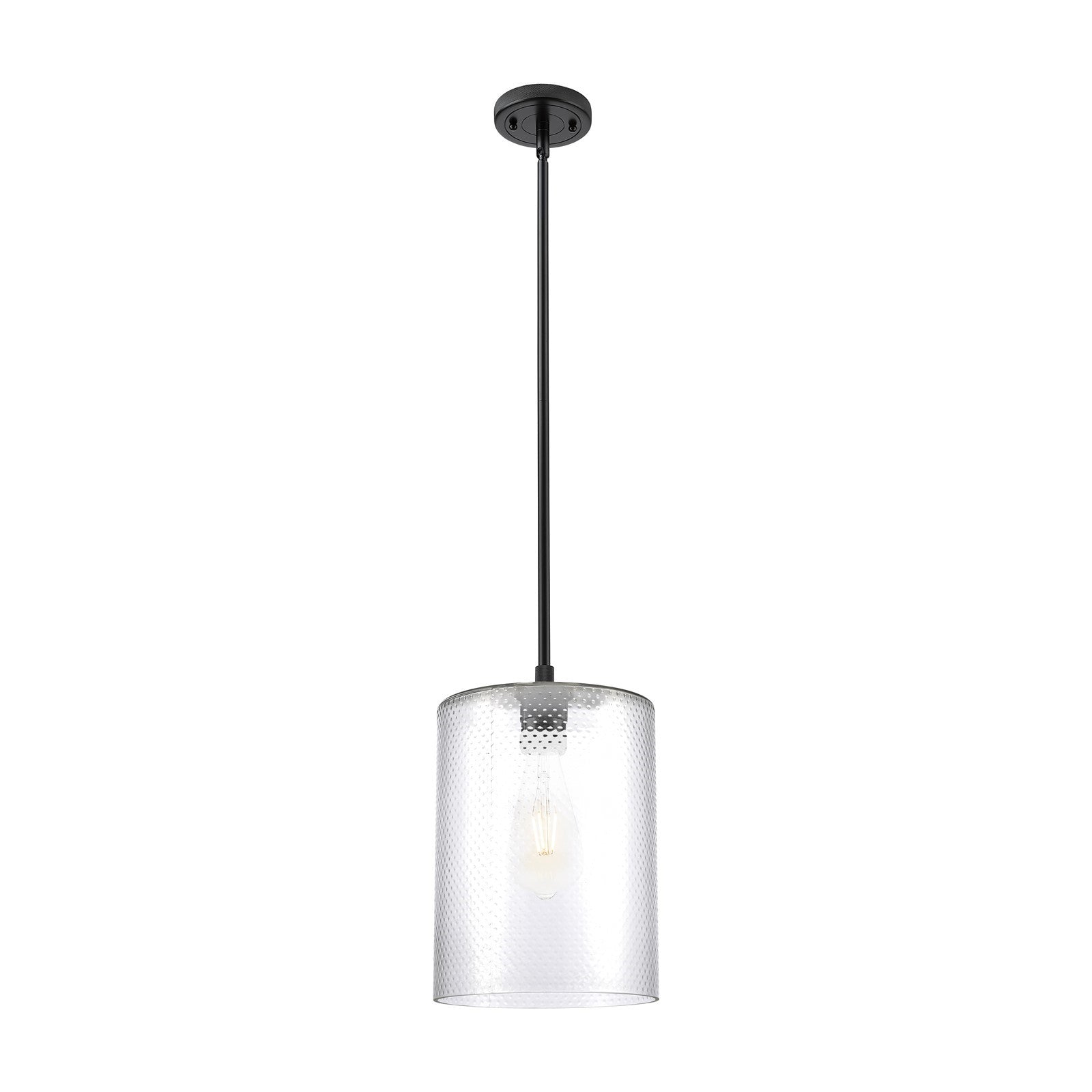 Innovations Cobbleskill 9in 1-Light Pendant | Industrial Matte Black and Clear Glass | Kitchen Island & Dining Room | Model 434-1S-BK-G112-L