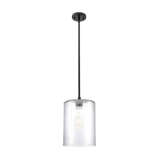 Innovations Cobbleskill 9in 1-Light Pendant | Industrial Matte Black and Clear Glass | Kitchen Island & Dining Room | Model 434-1S-BK-G112-L
