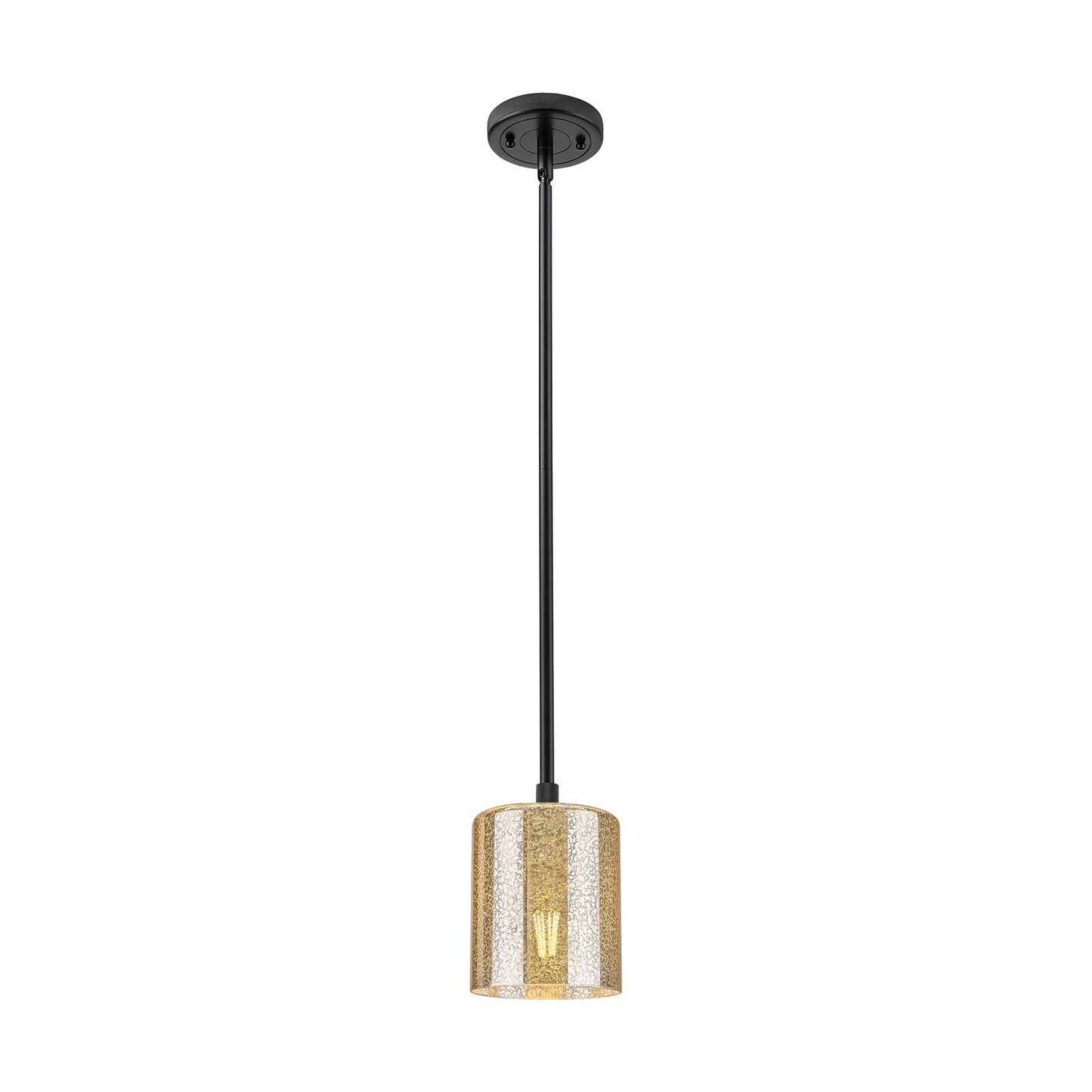 Innovations Cobbleskill 5in 1-Light Pendant | Industrial Matte Black and Mercury Glass | Kitchen Island & Dining Room | Model 434-1S-BK-G116