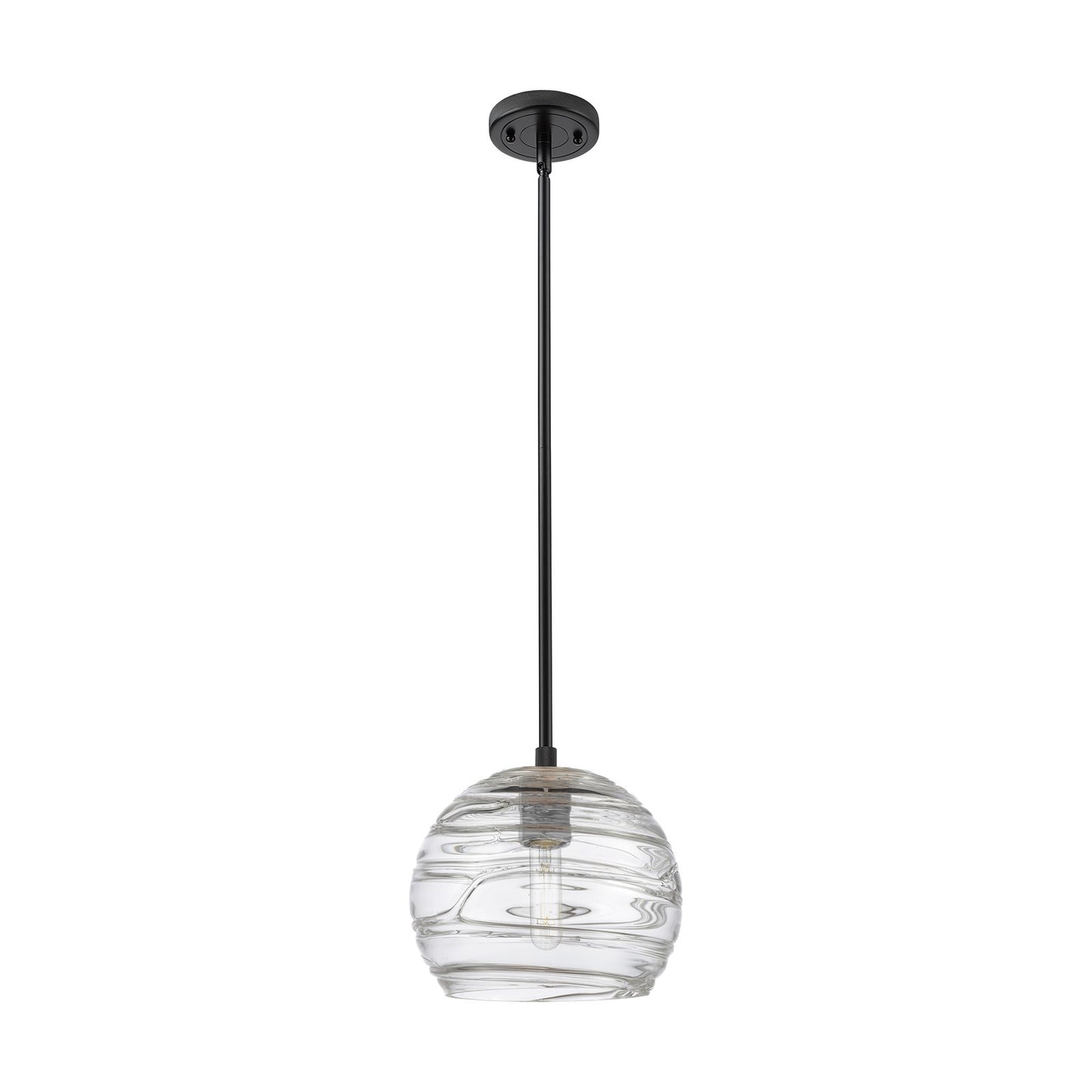 Innovations Crown Point 8in 1-Light Pendant | Industrial Matte Black and Clear Glass | Kitchen Island & Dining Room | Model 434-1S-BK-G1213-8CL
