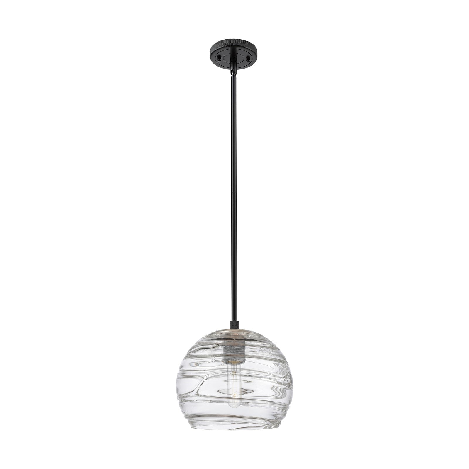 Innovations Crown Point 8in 1-Light Pendant | Industrial Matte Black and Clear Glass | Kitchen Island & Dining Room | Model 434-1S-BK-G1213-8CL