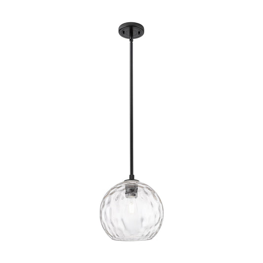 Innovations Athens Water Glass 10in 1-Light Pendant | Industrial Matte Black and Clear Glass | Kitchen Island & Dining | Model 434-1S-BK-G1215-10