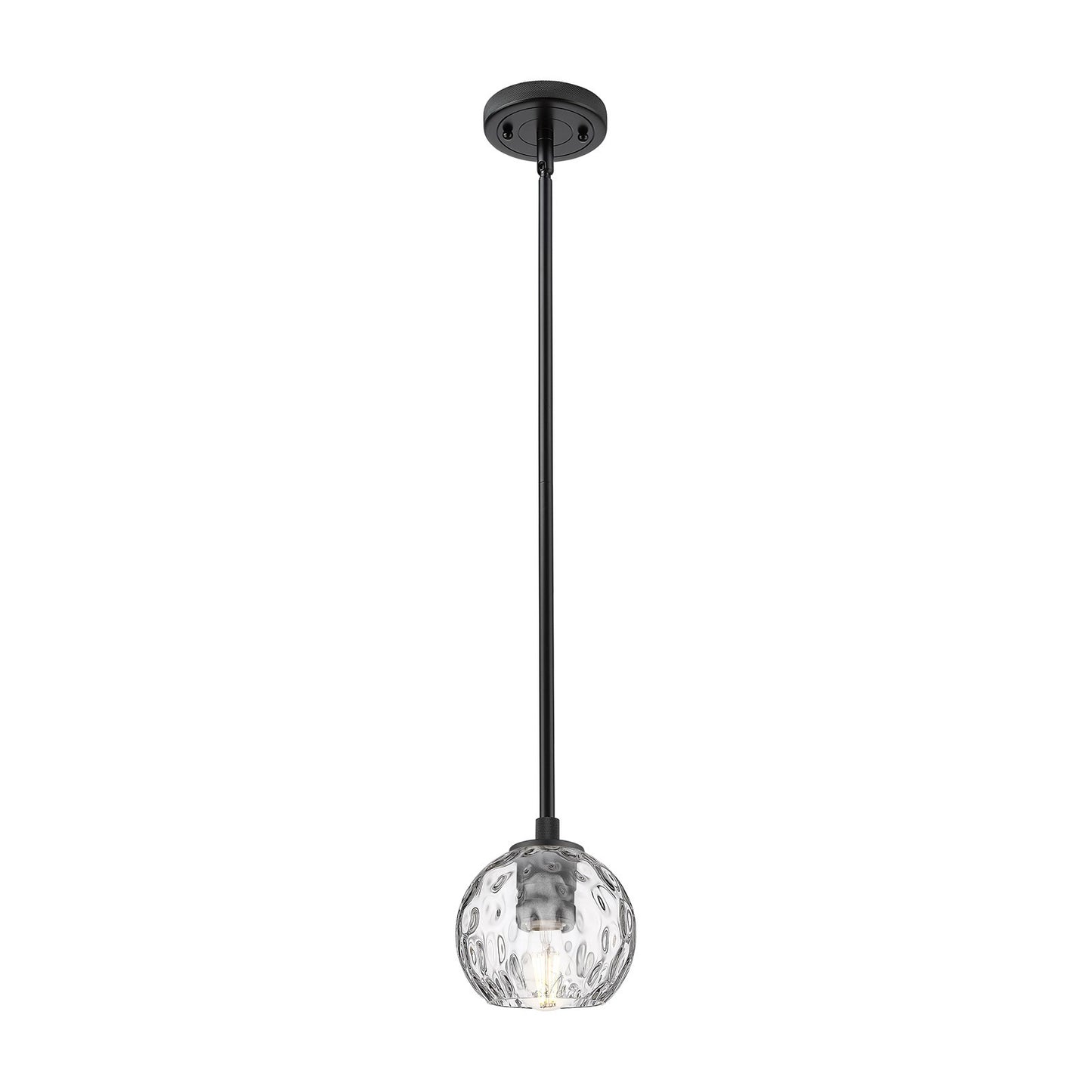 Innovations Athens Water Glass 6in 1-Light Pendant | Industrial Matte Black and Clear Glass | Kitchen Island & Dining Room | Model 434-1S-BK-G1215-6