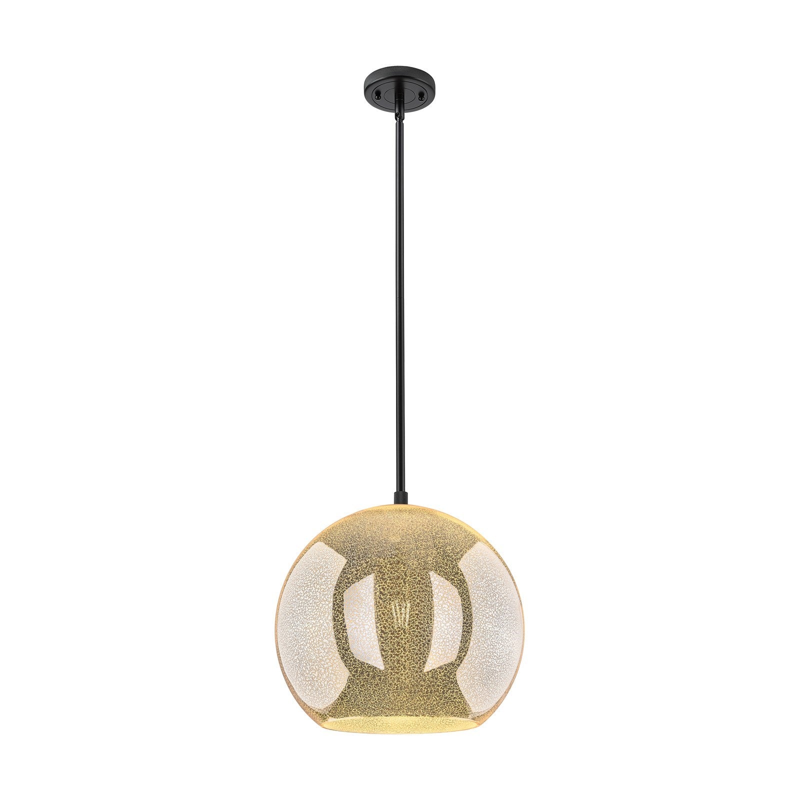 Innovations Astor 14in 1-Light Pendant | Industrial Matte Black and Mercury Glass | Kitchen Island & Dining Room | Model 434-1S-BK-G128-14