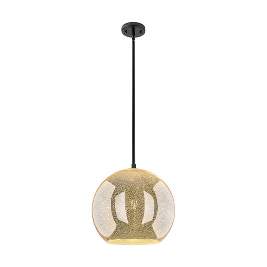 Innovations Astor 14in 1-Light Pendant | Industrial Matte Black and Mercury Glass | Kitchen Island & Dining Room | Model 434-1S-BK-G128-14