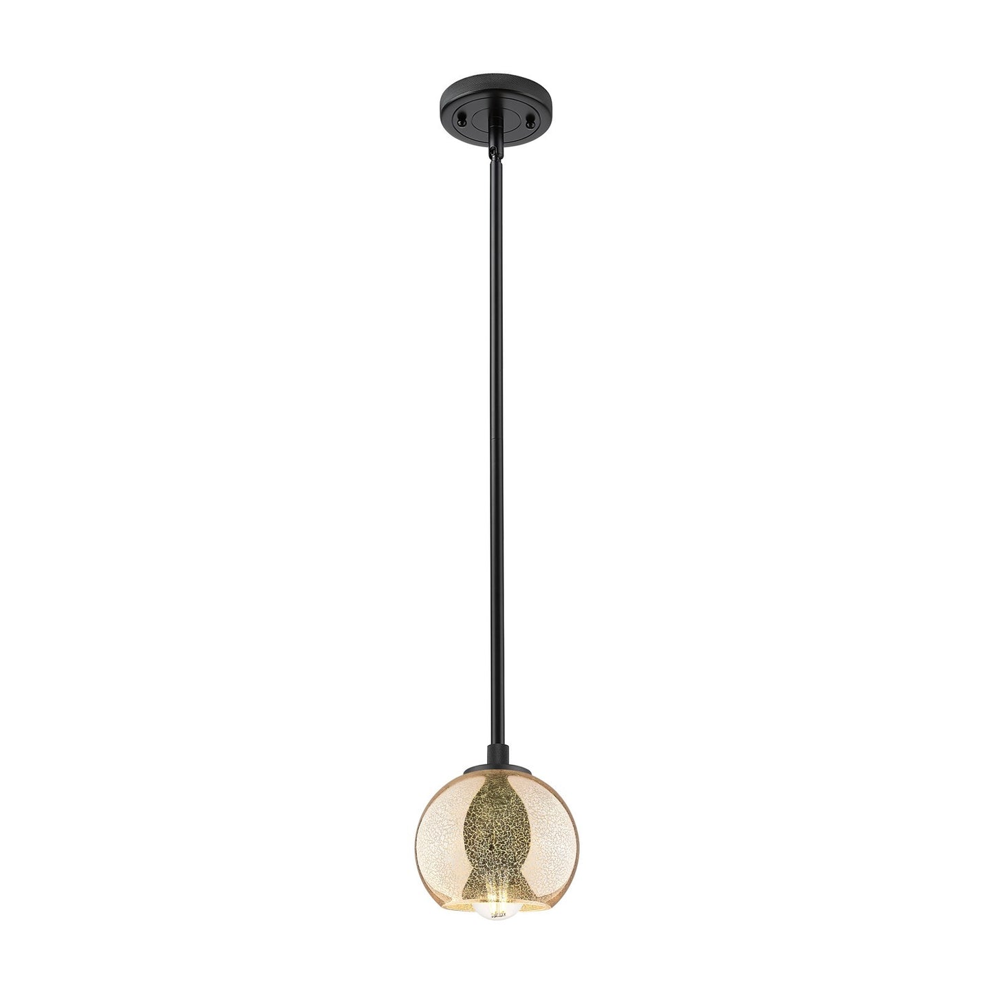 Innovations Athens 6in 1-Light Pendant | Industrial Matte Black and Mercury Glass | Kitchen Island & Dining Room | Model 434-1S-BK-G128-6