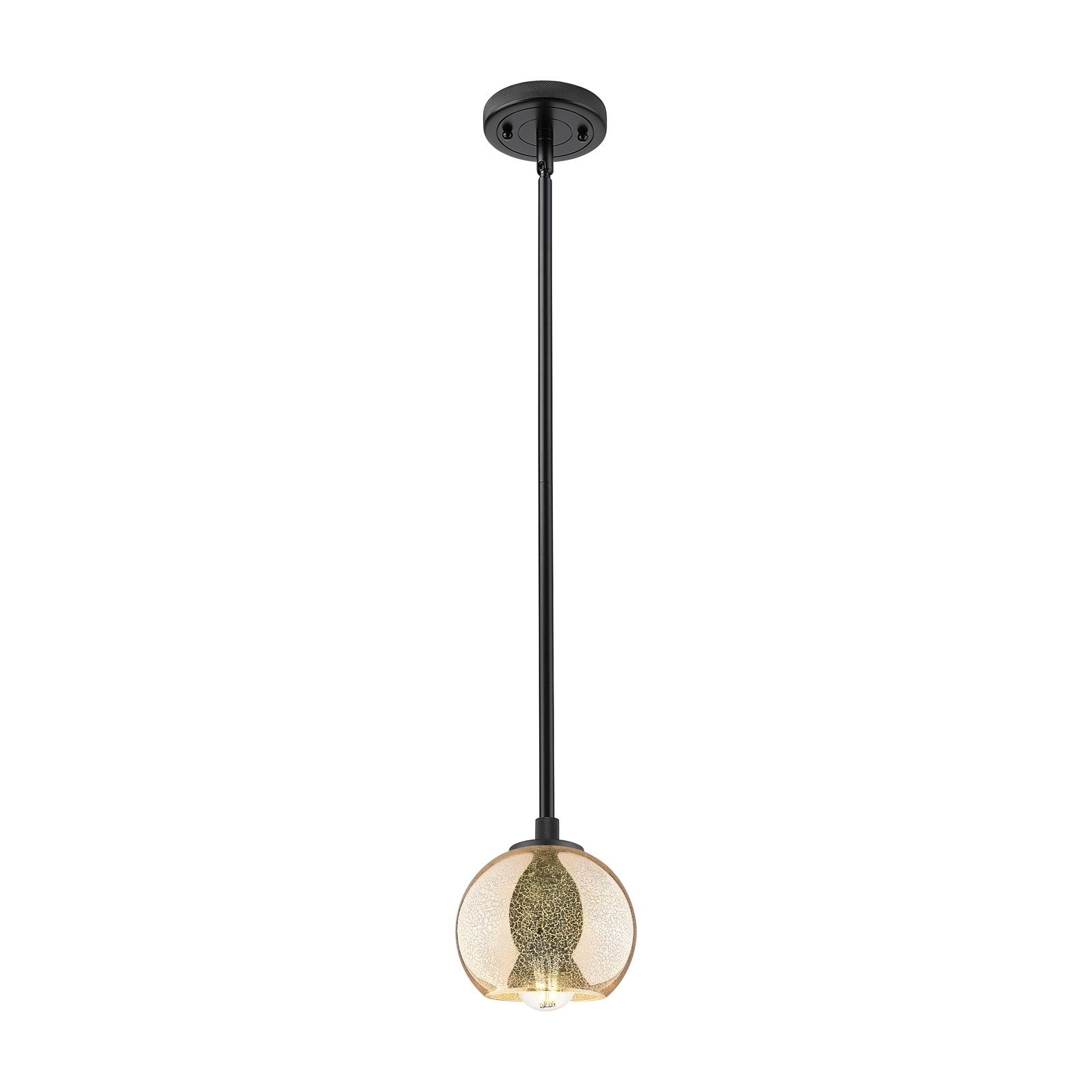 Innovations Athens 6in 1-Light Pendant | Industrial Matte Black and Mercury Glass | Kitchen Island & Dining Room | Model 434-1S-BK-G128-6